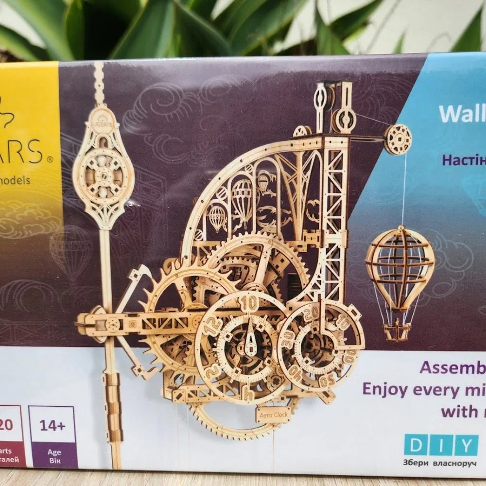 UGEARS Aero Clock 3D Wooden 300+ pcs Puzzle DIY Wood Puzzle Mechanical Kit Wall